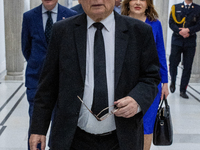 Jaroslaw Kaczynski leader of the Law and Justice party, on his way to a sitting of the Polish Parliament in Warsaw, Poland, on November 19,...