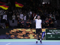 MALAGA, SPAIN - NOVEMBER 20: Daniel Altmaier of Team Germany celebrates the victory after his singles match against Gabriel Diallo of Team C...