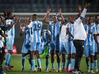 The Botswana team celebrates after qualifying for the Africa Cup of Nations Morocco 25 following a draw in the Africa Cup of Nations Qualifi...