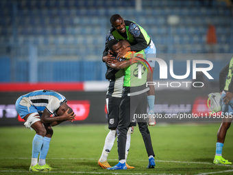 The Botswana team celebrates after qualifying for the Africa Cup of Nations Morocco 25 following a draw in the Africa Cup of Nations Qualifi...