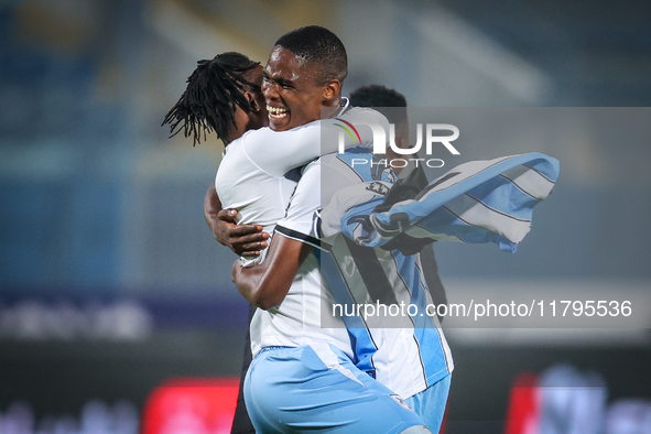 The Botswana team celebrates after qualifying for the Africa Cup of Nations Morocco 25 following a draw in the Africa Cup of Nations Qualifi...