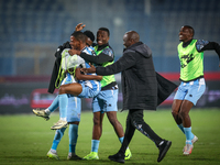 The Botswana team celebrates after qualifying for the Africa Cup of Nations Morocco 25 following a draw in the Africa Cup of Nations Qualifi...