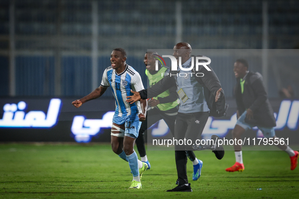 The Botswana team celebrates after qualifying for the Africa Cup of Nations Morocco 25 following a draw in the Africa Cup of Nations Qualifi...