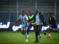 The Botswana team celebrates after qualifying for the Africa Cup of Nations Morocco 25 following a draw in the Africa Cup of Nations Qualifi...