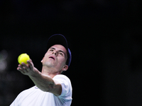 MALAGA, SPAIN - NOVEMBER 20: Daniel Altmaier of Team Germany in his singles match against Gabriel Diallo of Team Canada during the Quarter-F...