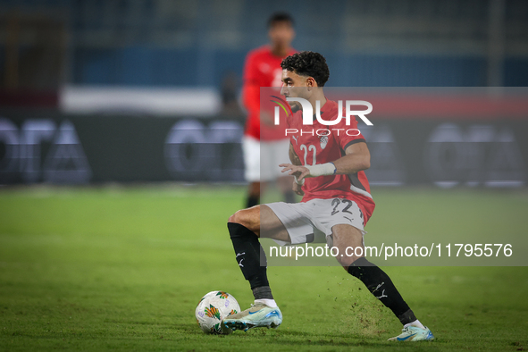 Omar Marmoush of the Egypt team participates in the Africa Cup of Nations Qualifiers match between Egypt and Botswana at the 30 June Air Def...