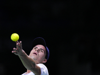 MALAGA, SPAIN - NOVEMBER 20: Daniel Altmaier of Team Germany in his singles match against Gabriel Diallo of Team Canada during the Quarter-F...