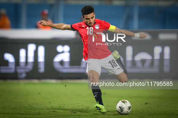 Mostafa Fathi of the Egypt team plays during the Africa Cup of Nations Qualifiers match between Egypt and Botswana at 30 June Air Defence St...