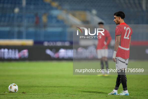 Omar Marmoush of the Egypt team participates in the Africa Cup of Nations Qualifiers match between Egypt and Botswana at the 30 June Air Def...