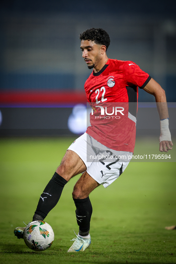 Omar Marmoush of the Egypt team plays during the Africa Cup of Nations Qualifiers match between Egypt and Botswana at 30 June Air Defence St...