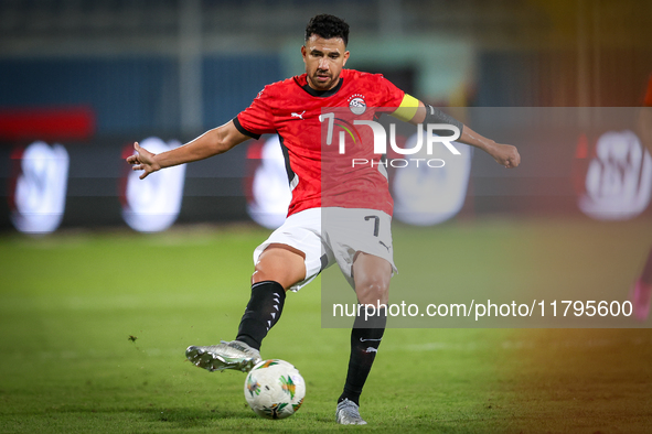 Mahmoud Trezeguet of the Egypt team plays during the Africa Cup of Nations Qualifiers match between Egypt and Botswana at 30 June Air Defenc...