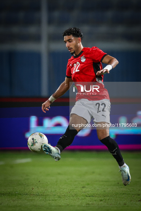 Omar Marmoush of the Egypt team plays during the Africa Cup of Nations Qualifiers match between Egypt and Botswana at 30 June Air Defence St...