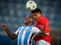 Hossam Abdelmaguid of the Egypt team battles for possession with Tumisang Orebonye of the Botswana team during the Africa Cup of Nations Qua...