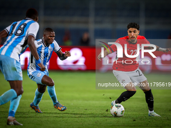 Omar Marmoush of the Egypt team participates in the Africa Cup of Nations Qualifiers match between Egypt and Botswana at the 30 June Air Def...