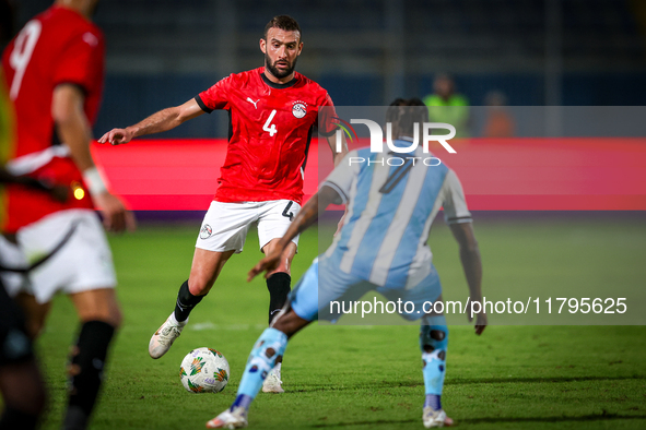 Omar Kamal of the Egypt team battles for possession with Kabelo Seakanyeng of the Botswana team during the Africa Cup of Nations Qualifiers...