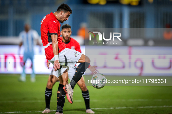 Taher Mohamed of the Egypt team plays during the Africa Cup of Nations Qualifiers match between Egypt and Botswana at 30 June Air Defence St...