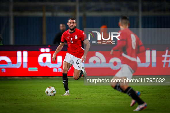 Omar Kamal of the Egypt team plays during the Africa Cup of Nations Qualifiers match between Egypt and Botswana at 30 June Air Defence Stadi...