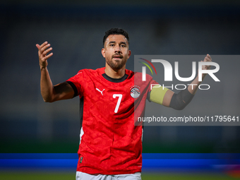 Mahmoud Trezeguet of the Egypt team celebrates after scoring the first goal during the Africa Cup of Nations Qualifiers match between Egypt...