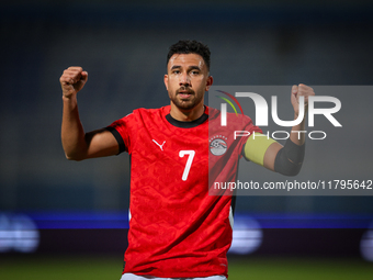 Mahmoud Trezeguet of the Egypt team celebrates after scoring the first goal during the Africa Cup of Nations Qualifiers match between Egypt...