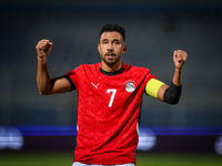 Mahmoud Trezeguet of the Egypt team celebrates after scoring the first goal during the Africa Cup of Nations Qualifiers match between Egypt...