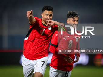 Mahmoud Trezeguet of the Egypt team celebrates after scoring the first goal during the Africa Cup of Nations Qualifiers match between Egypt...