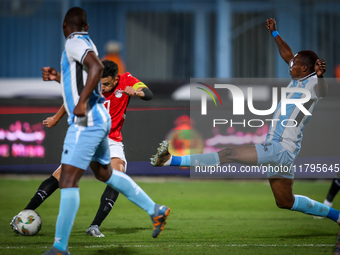 Mahmoud Trezeguet of the Egypt team scores the first goal during the Africa Cup of Nations Qualifiers match between Egypt and Botswana at 30...