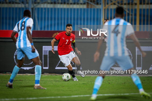 Mahmoud Trezeguet of the Egypt team plays during the Africa Cup of Nations Qualifiers match between Egypt and Botswana at 30 June Air Defenc...