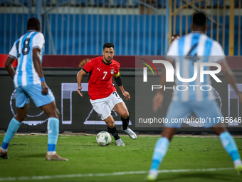 Mahmoud Trezeguet of the Egypt team plays during the Africa Cup of Nations Qualifiers match between Egypt and Botswana at 30 June Air Defenc...