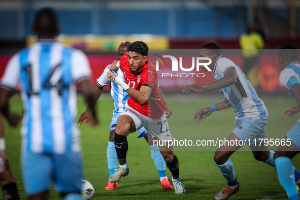 Omar Marmoush of the Egypt team participates in the Africa Cup of Nations Qualifiers match between Egypt and Botswana at the 30 June Air Def...