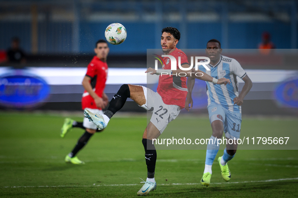 Omar Marmoush of the Egypt team participates in the Africa Cup of Nations Qualifiers match between Egypt and Botswana at the 30 June Air Def...