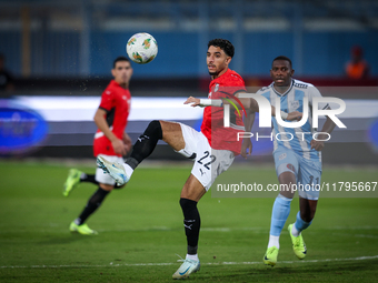 Omar Marmoush of the Egypt team participates in the Africa Cup of Nations Qualifiers match between Egypt and Botswana at the 30 June Air Def...