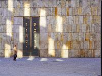 This photograph, taken outside the Ohel Jakob Synagogue on St. Jakob's Square in Munich, Germany, on January 7, 2023, depicts a serene momen...