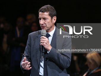 Cannes' mayor and AMF president David Lisnard delivers a speech during the 106th session of the Congress of Mayors organized by the ''France...