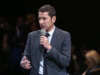 Cannes' mayor and AMF president David Lisnard delivers a speech during the 106th session of the Congress of Mayors organized by the ''France...