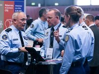 Army General Hubert Bonneau, chief of France's Gendarmerie Nationale, participates in the 106th session of the Congress of Mayors organized...