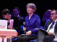 France's Minister of Education Anne Genetet participates in the 106th session of the Congress of Mayors organized by the ''France's Mayors'...