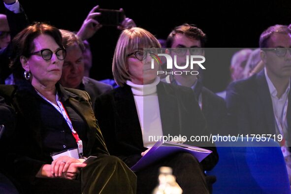 French Minister for Housing and Urban Renewal Valerie Letard (right) and CEO of the Nexity real estate group Veronique Bedague (left) partic...