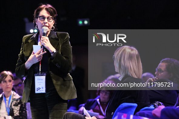 CEO of the Nexity real estate group, Veronique Bedague, delivers a speech in front of French Minister for Housing and Urban Renewal, Valerie...