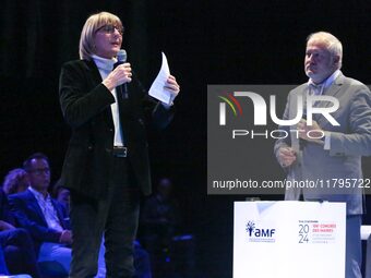 French Minister for Housing and Urban Renewal Valerie Letard delivers a speech during the 106th session of the Congress of Mayors organized...