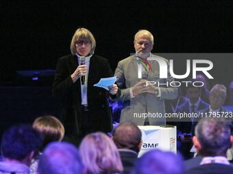 French Minister for Housing and Urban Renewal Valerie Letard delivers a speech during the 106th session of the Congress of Mayors organized...