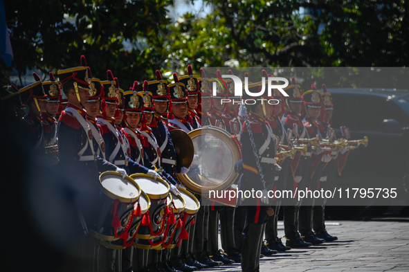 The Granederos welcome the Italian Prime Minister Giorgia Meloni to the Casa Rosada in Buenos Aires, Argentina, on November 20, 2024 