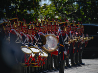 The Granederos welcome the Italian Prime Minister Giorgia Meloni to the Casa Rosada in Buenos Aires, Argentina, on November 20, 2024 (