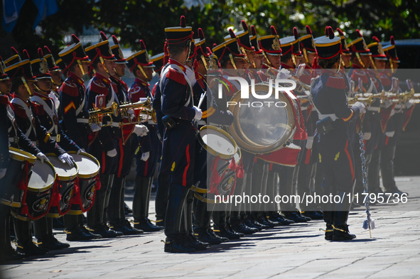 The Granederos welcome the Italian Prime Minister Giorgia Meloni to the Casa Rosada in Buenos Aires, Argentina, on November 20, 2024 