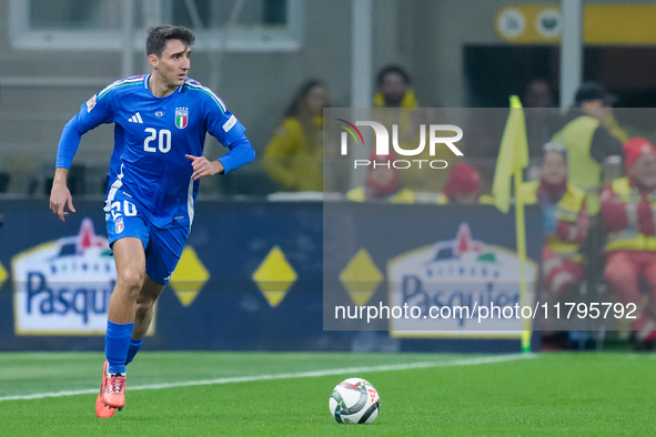 Andrea Cambiaso of Italy during the UEFA Nations League 2024/25 League A Group 2 match between Italy and France at Stadio Giuseppe Meazza on...