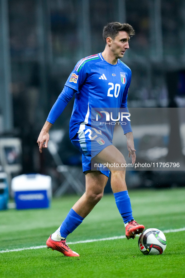 Andrea Cambiaso of Italy during the UEFA Nations League 2024/25 League A Group 2 match between Italy and France at Stadio Giuseppe Meazza on...