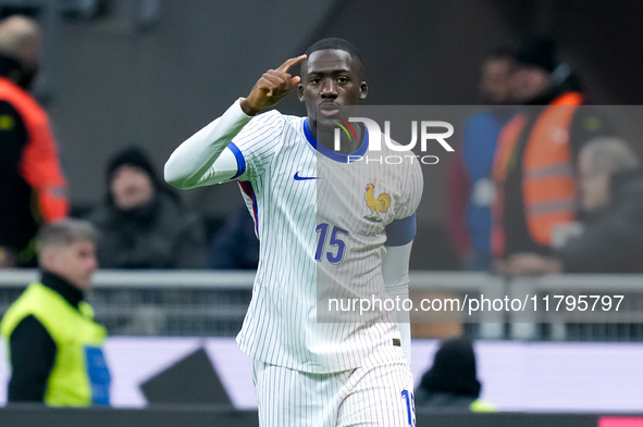 Ibrahima Konate' of France gestures during the UEFA Nations League 2024/25 League A Group 2 match between Italy and France at Stadio Giusepp...