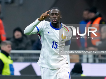 Ibrahima Konate' of France gestures during the UEFA Nations League 2024/25 League A Group 2 match between Italy and France at Stadio Giusepp...