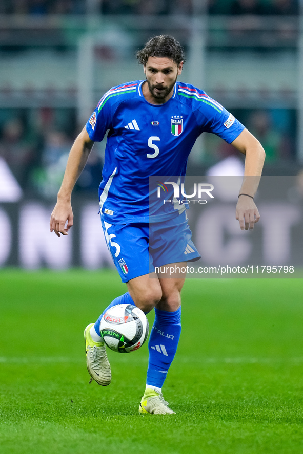 Manuel Locatelli of Italy during the UEFA Nations League 2024/25 League A Group 2 match between Italy and France at Stadio Giuseppe Meazza o...