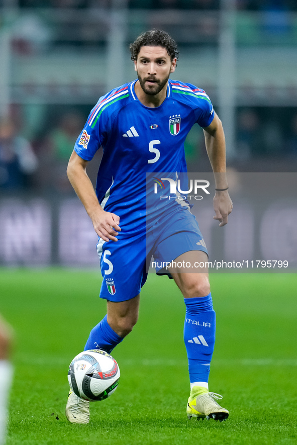 Manuel Locatelli of Italy during the UEFA Nations League 2024/25 League A Group 2 match between Italy and France at Stadio Giuseppe Meazza o...