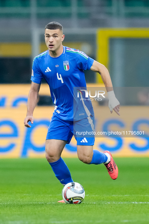 Alessandro Buongiorno of Italy during the UEFA Nations League 2024/25 League A Group 2 match between Italy and France at Stadio Giuseppe Mea...